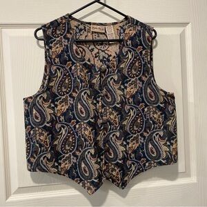 Vintage Austin Harris Tapestry Vest, Floral Paisley Style.L Button Up Multicolor